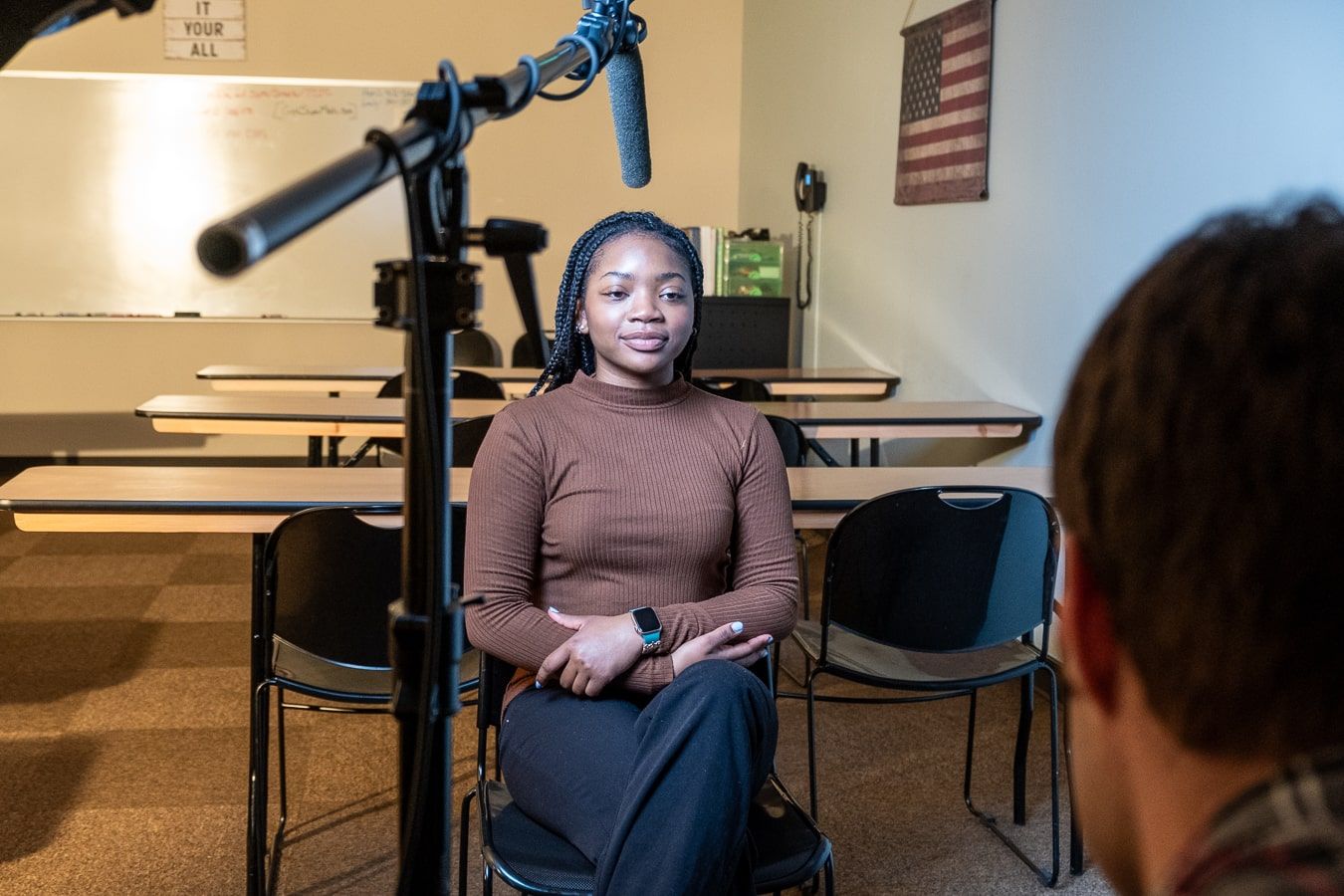 Warren resident and college student being interviewed for Warren PCTI Mini-Documentary