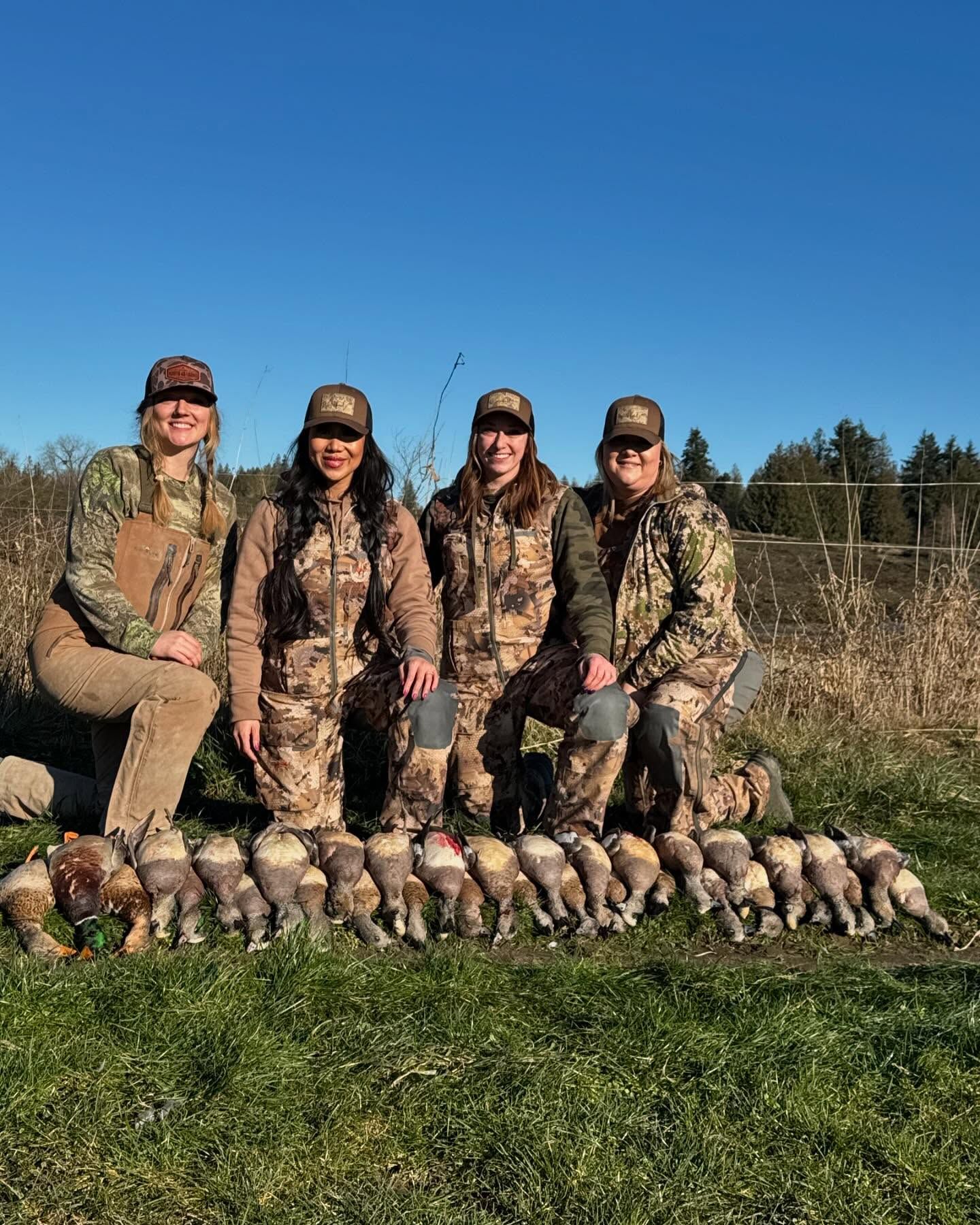 Group of women with mallard and duck harvest from Pro Drift guided hunt