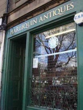 Antique clocks - Livingston - Harlequin Antiques - Front of shop