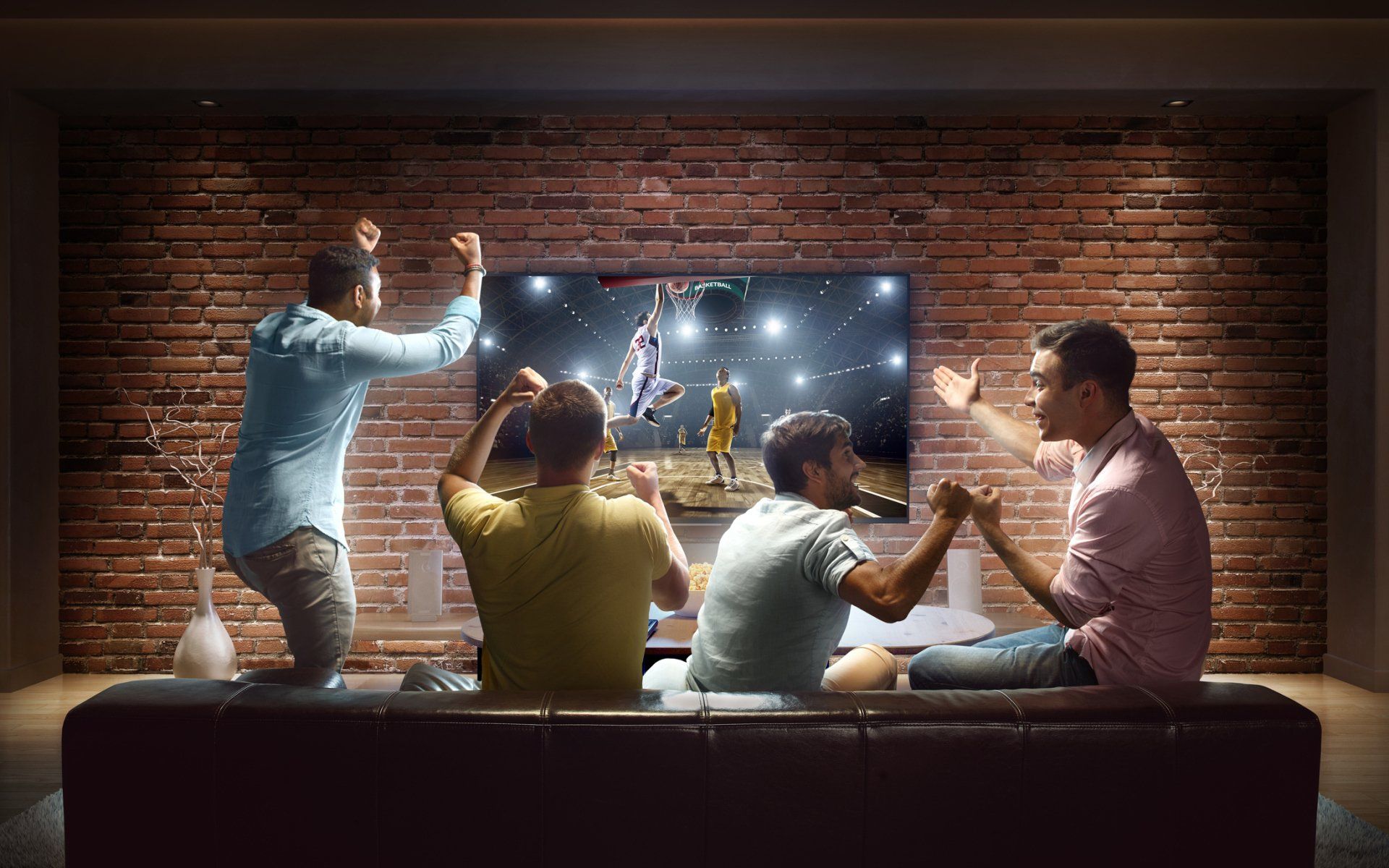 Men Watching Basketball Game — Harrington Park, NSW — Riteway Antenna