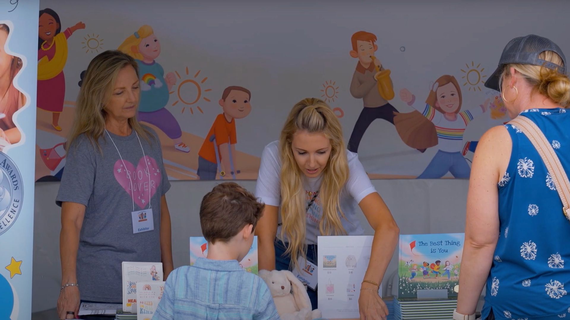 Exhibitor booths and attendees.