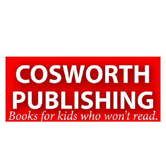 Cosworth Publishing logo. Text: Books for kids who won’t read.