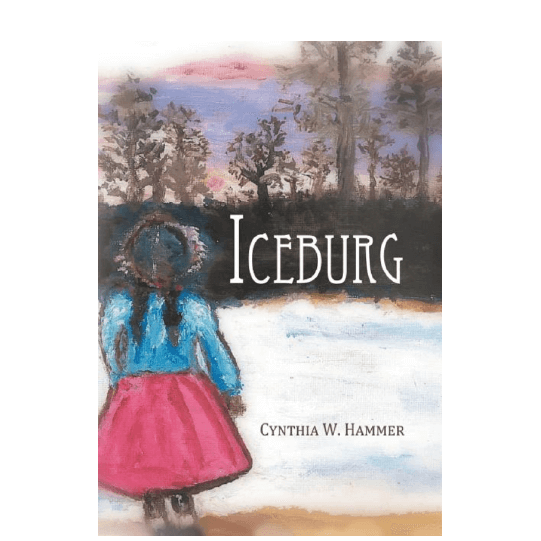 Girl in the foreground looking at the landscape in the background. Text: Iceburg.