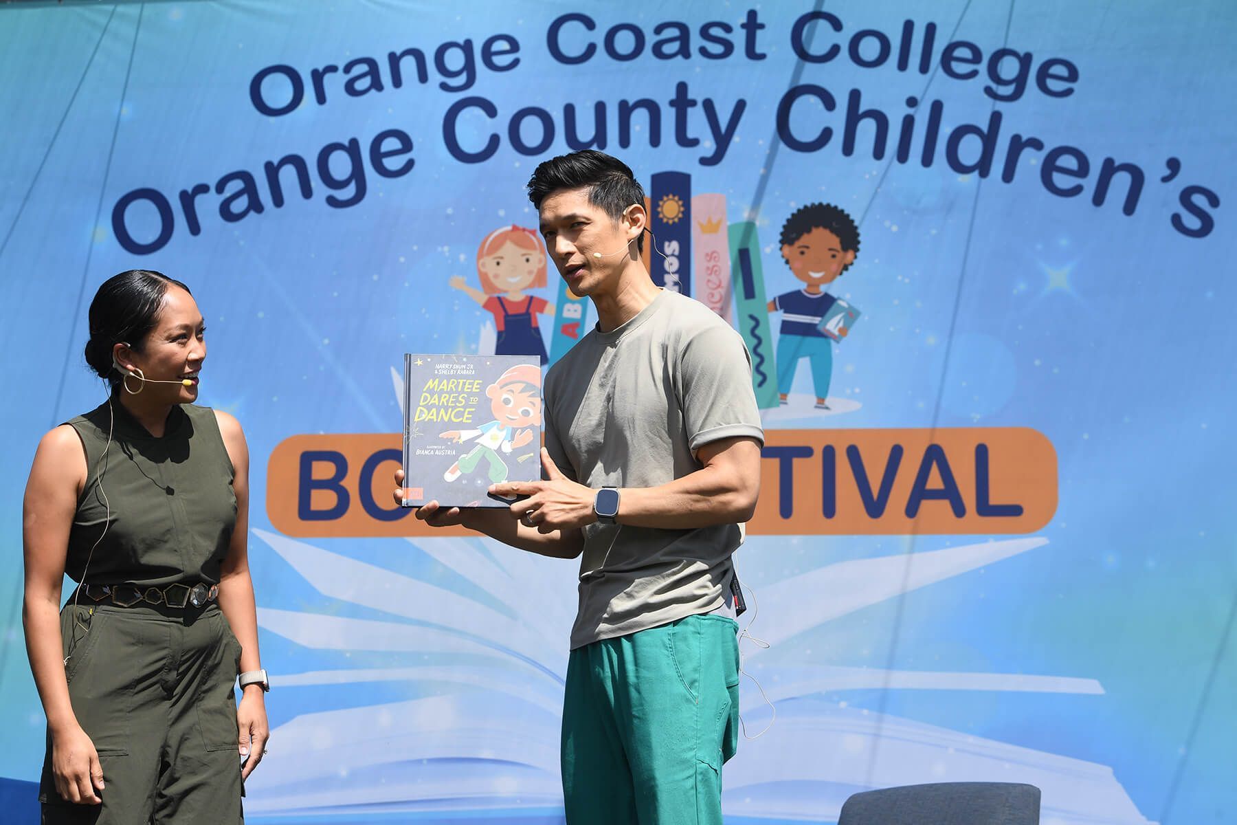 Harry Shum Jr and Shelby Rabara share their new book on stage.