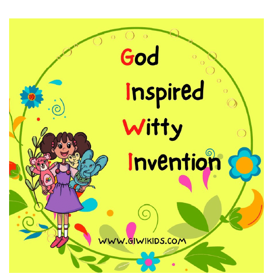 Smiling girl holding two stuffed animals and one on her shoulder. Text: God Inspired Witty Inspiration.