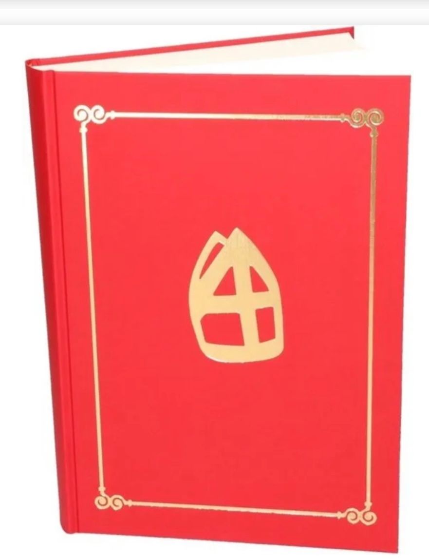 Rood boekje met gouden sierrand en embleem op de omslag.