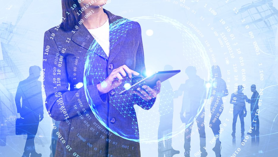 woman with tablet in hand