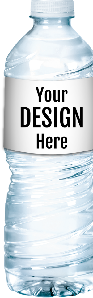 Water bottle with blank label saying 