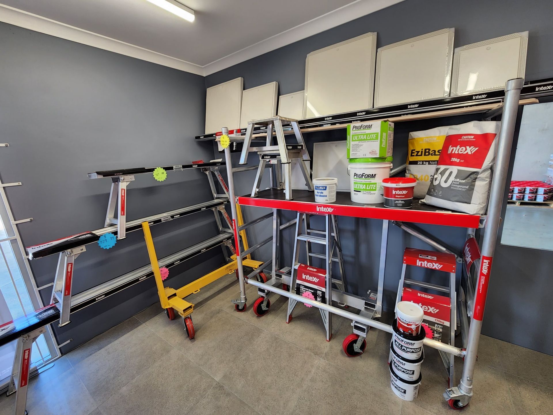 A room filled with lots of tools and scaffolding.