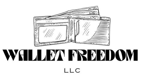 The logo for wallet freedom llc shows a wallet with money in it.