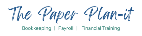 The logo for the paper plan it bookkeeping payroll financial training