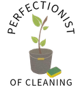 Logo: plant in bucket with sponge; text "Perfectionist of Cleaning".