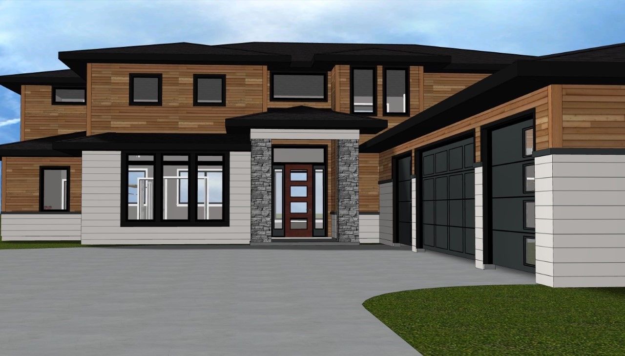 Modern bathroom with black vanity, gold fixtures, large mirror, and open doorway to a bedroom.