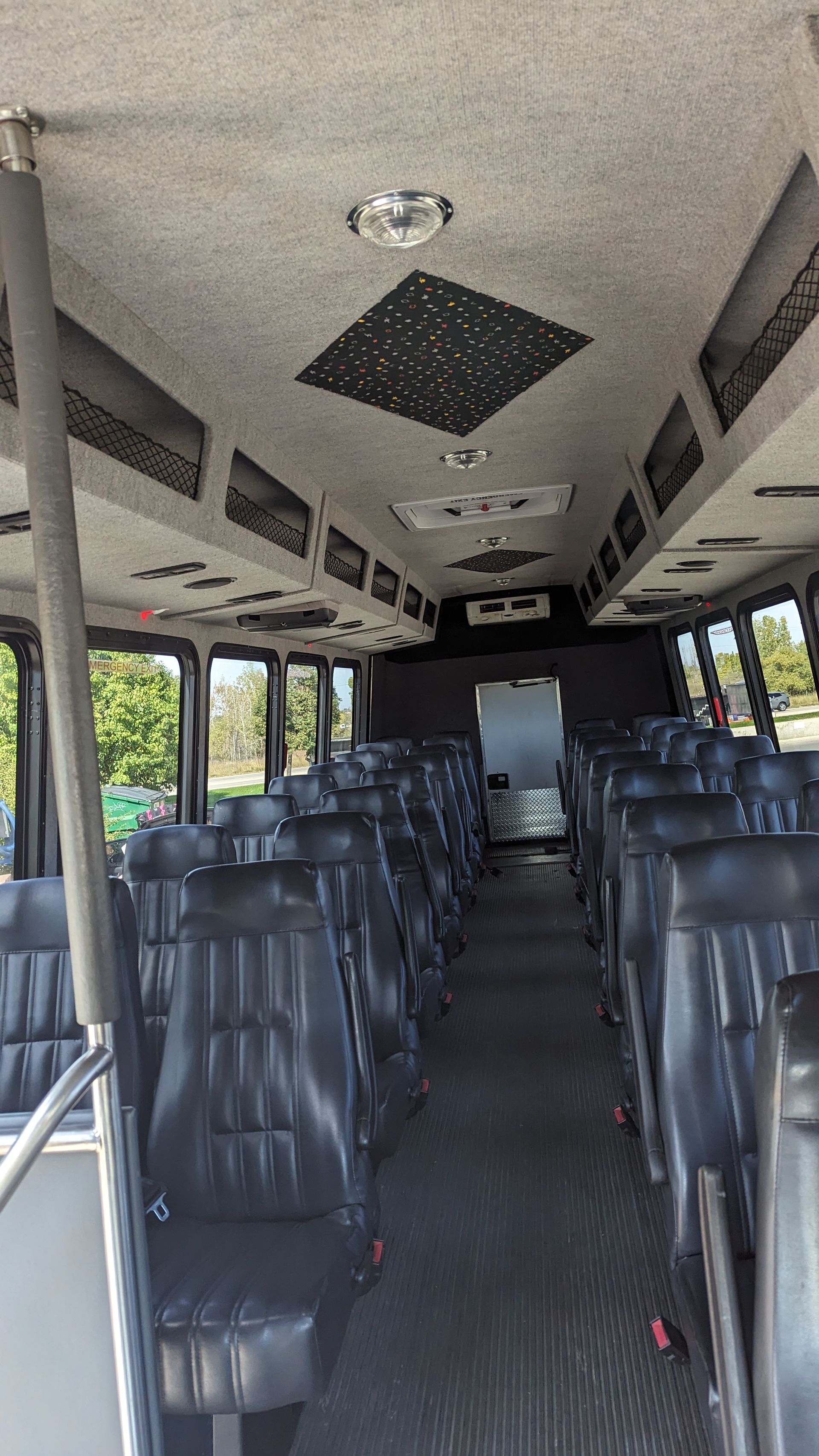 Inside 34 passenger coach