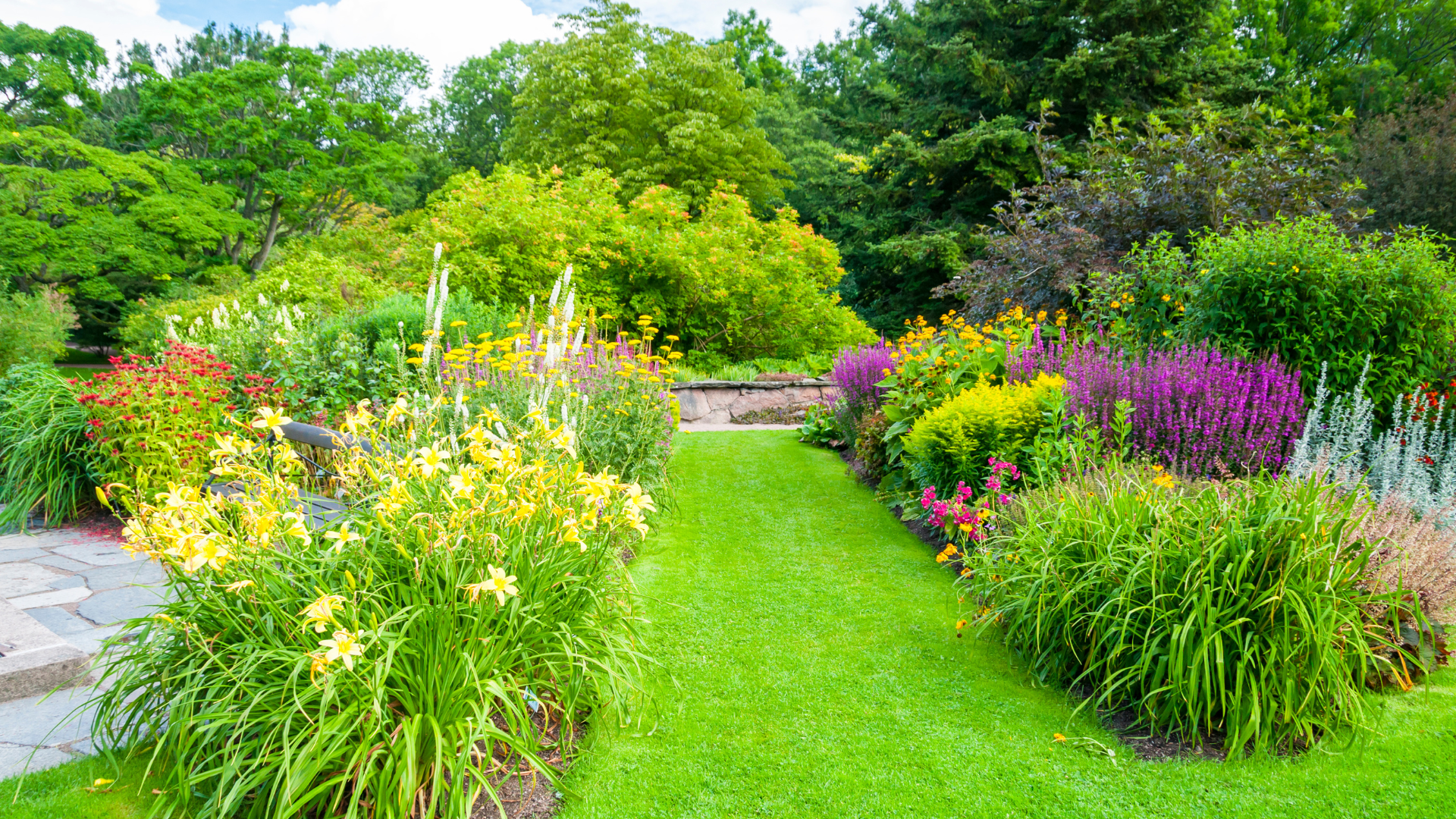 A hallway with a lot of windows and a staircase