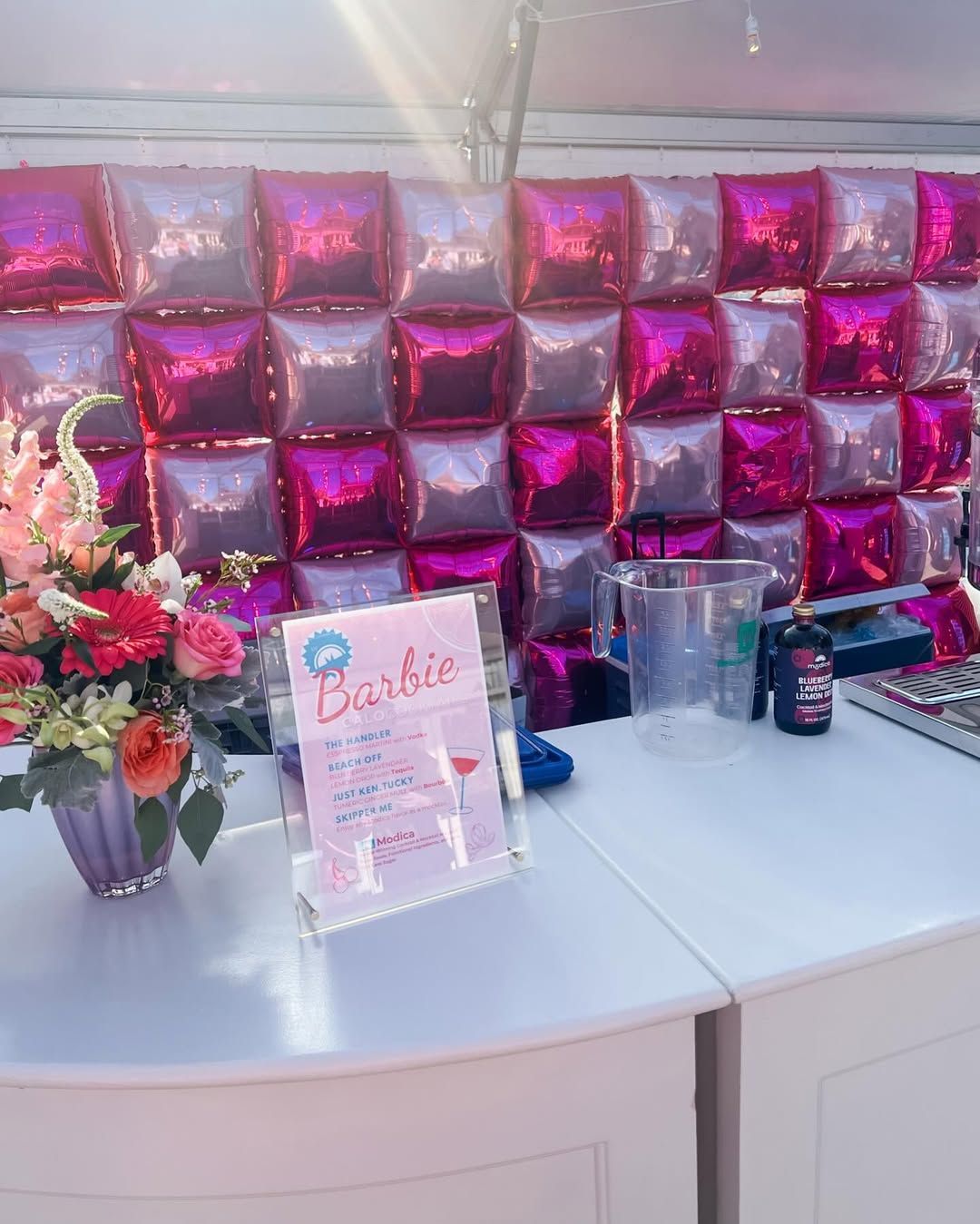 A bar counter features a 