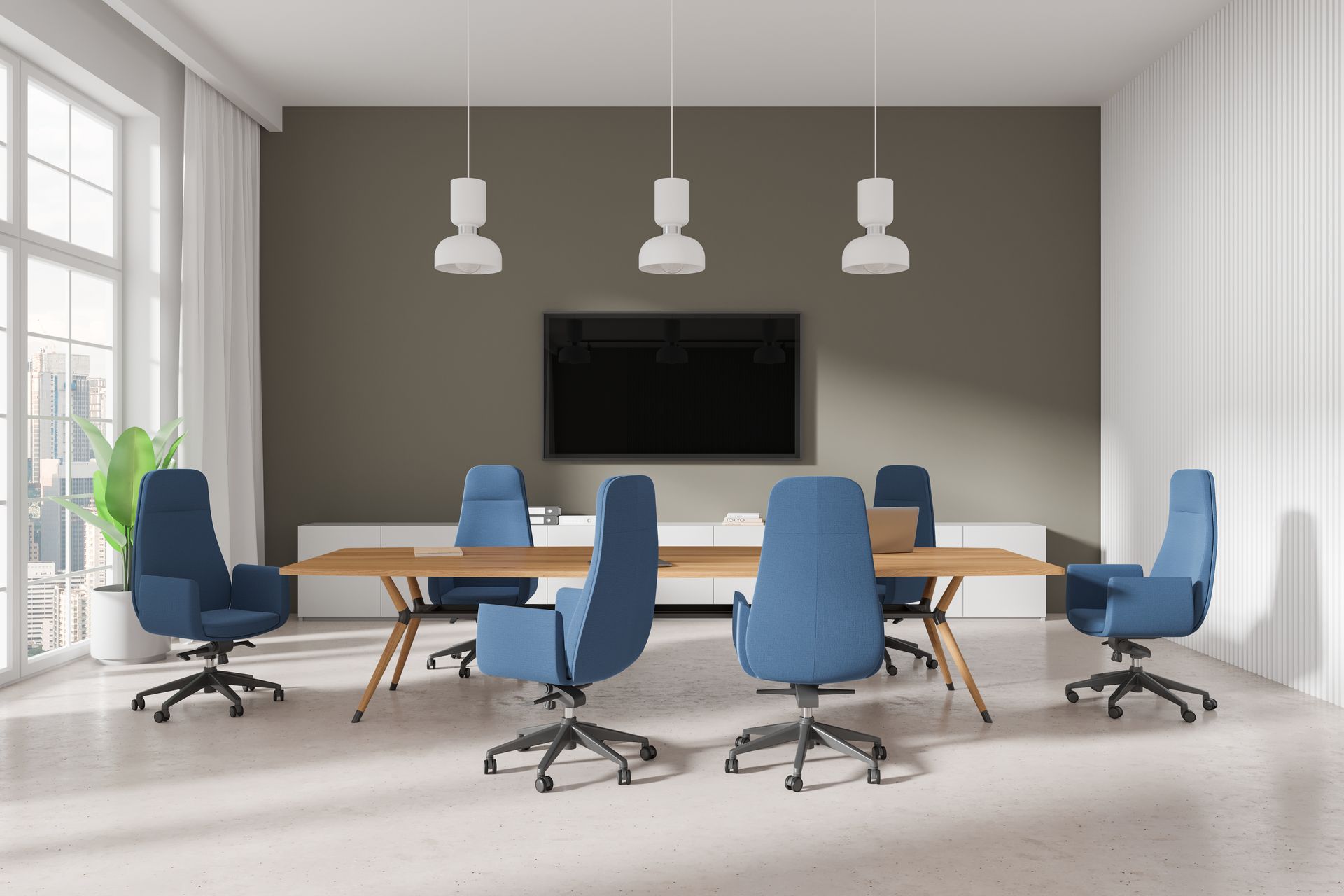 View of a modern conference room of an office fitting.