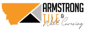 Logo for Armstrong Tile & Wall Covering, featuring a gold state of Montana shape.