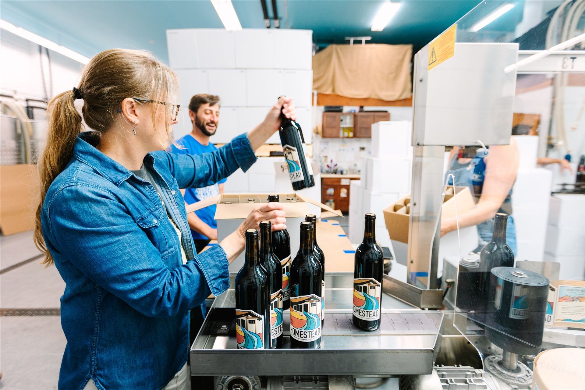 winery bottling action
