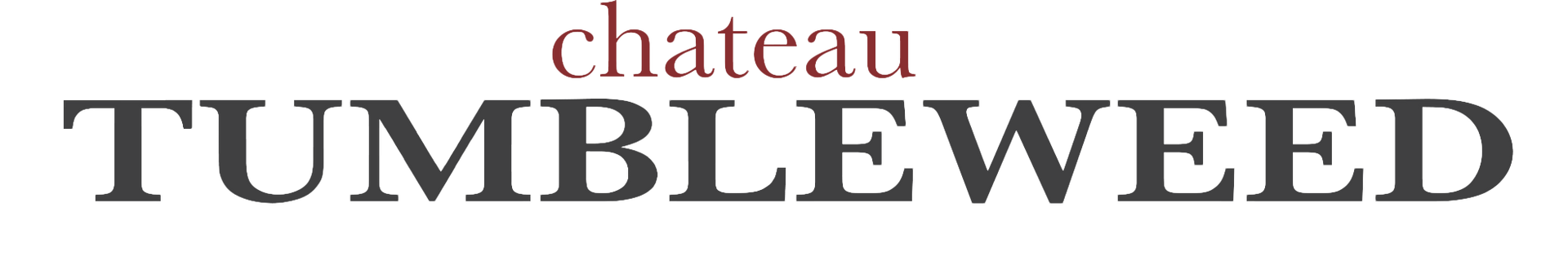 A logo for chateau tumbleweed on a white background