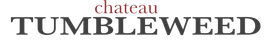 A logo for chateau tumbleweed on a white background