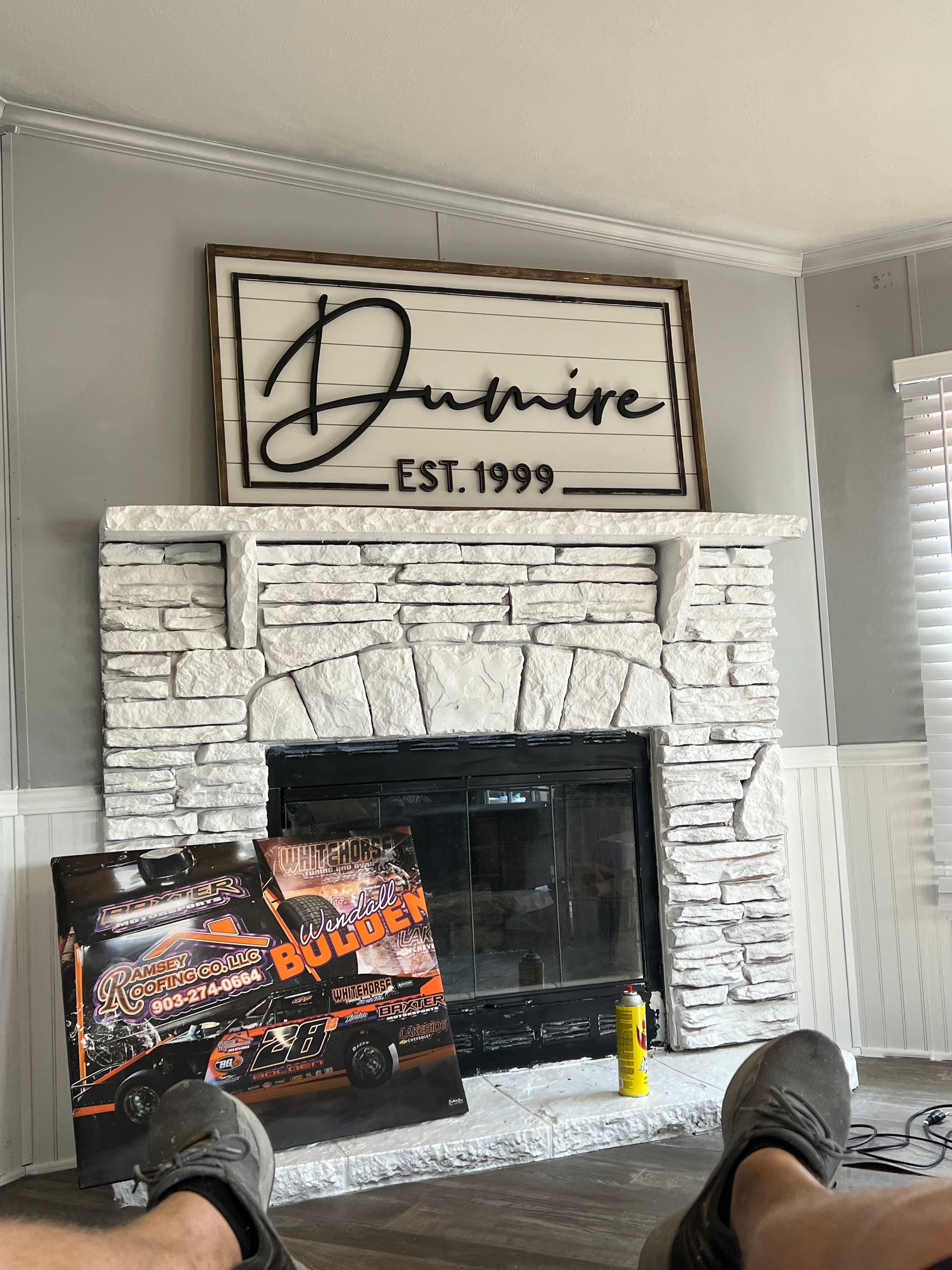new rock fireplace