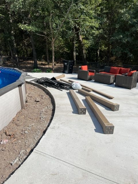 concrete slab built around above ground pool