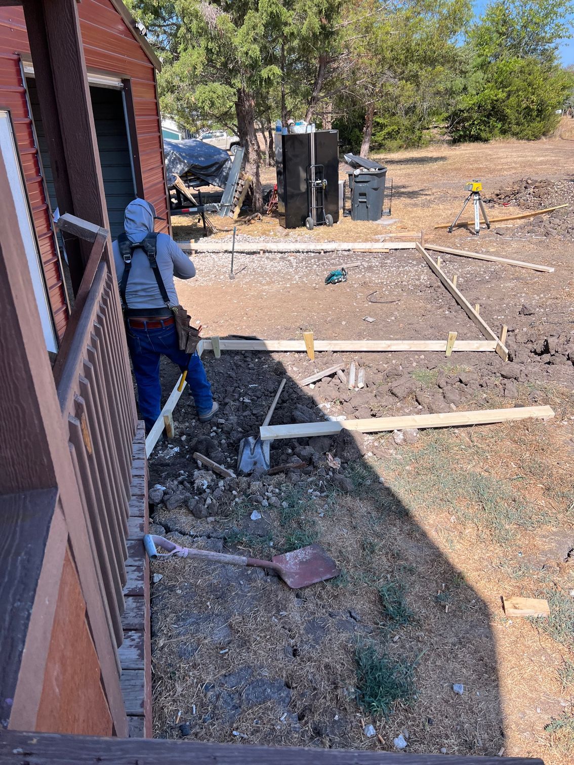 building red metal shop barn