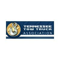 Logo of the Tennessee Tow Truck Association with a tow hook and text on a dark blue bar.