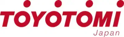 Il logo Toyotomi è rosso con puntini rossi sopra le lettere. La scritta 