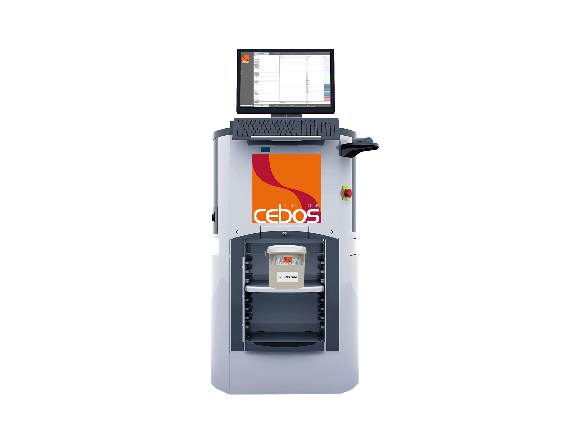 Macchina per la miscelazione dei colori con display computerizzato. Logo 