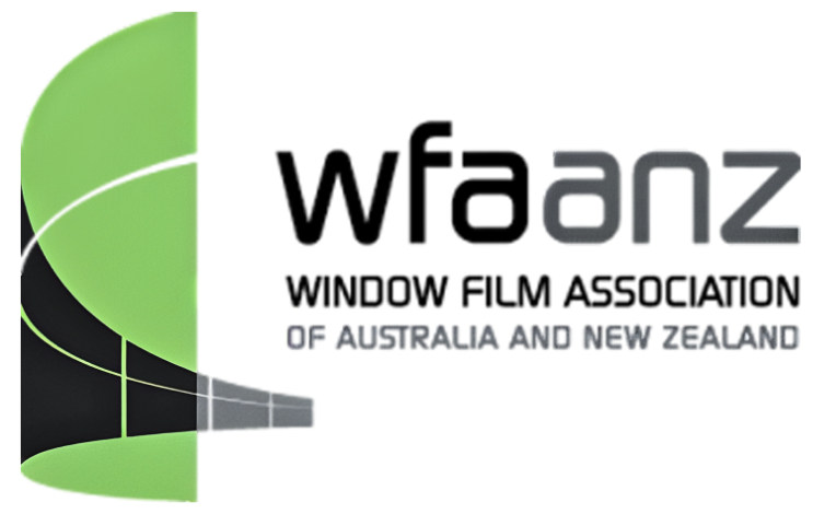 Logo for Window Film Association of Australia and New Zealand. Green, black, and gray design.