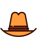 Orange cowboy hat with a brown band.