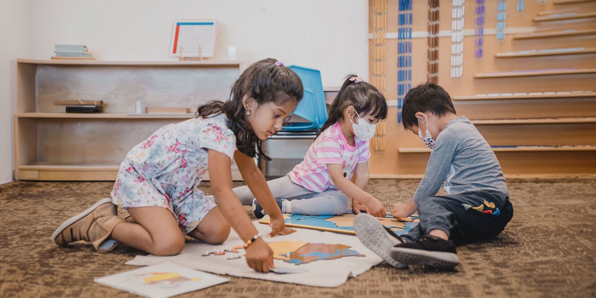 Students in a Montessori classroom