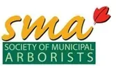 The logo for the society of municipal arborists is yellow and green.