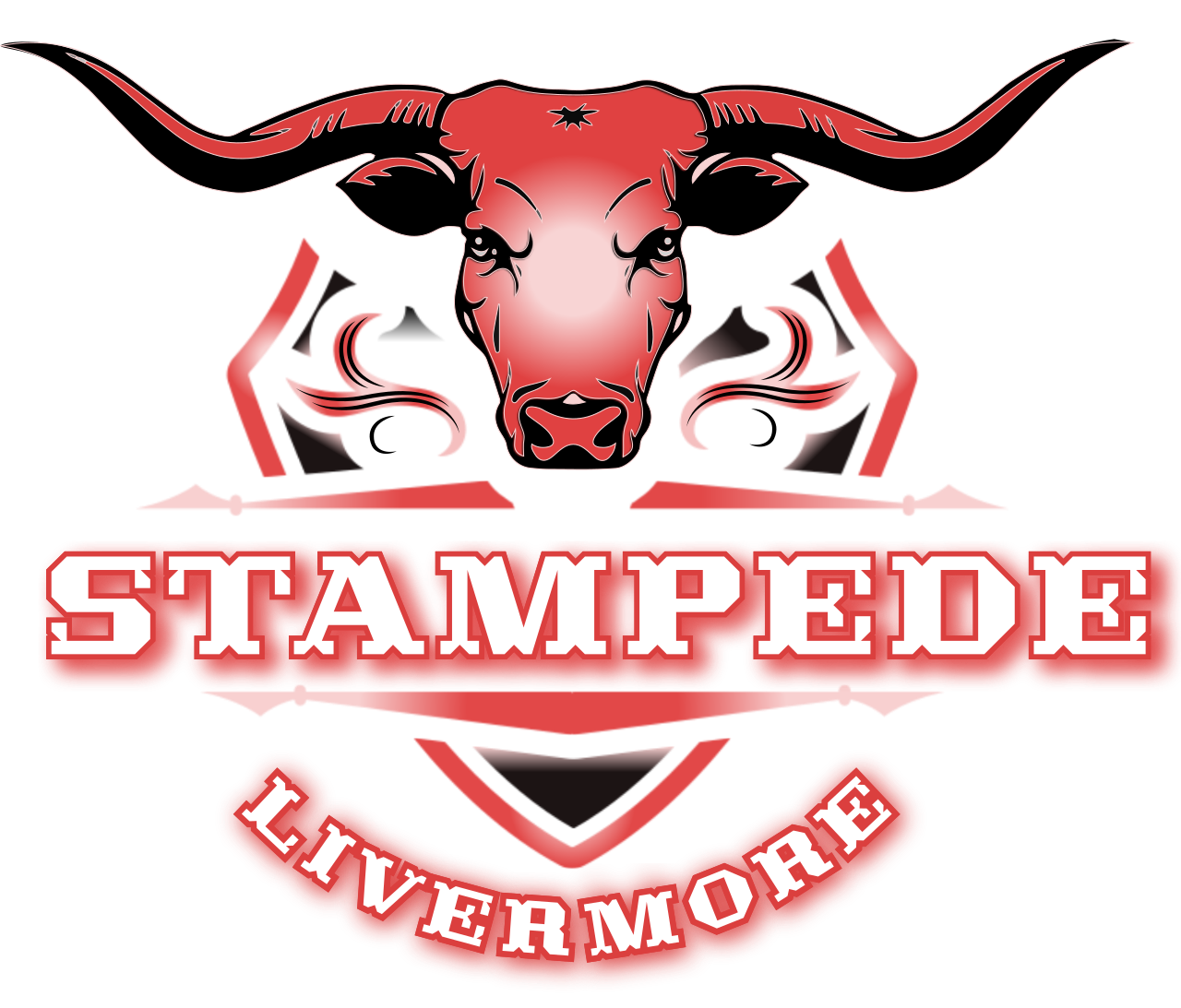 Red and black graphic logo of a longhorn bull head above the text