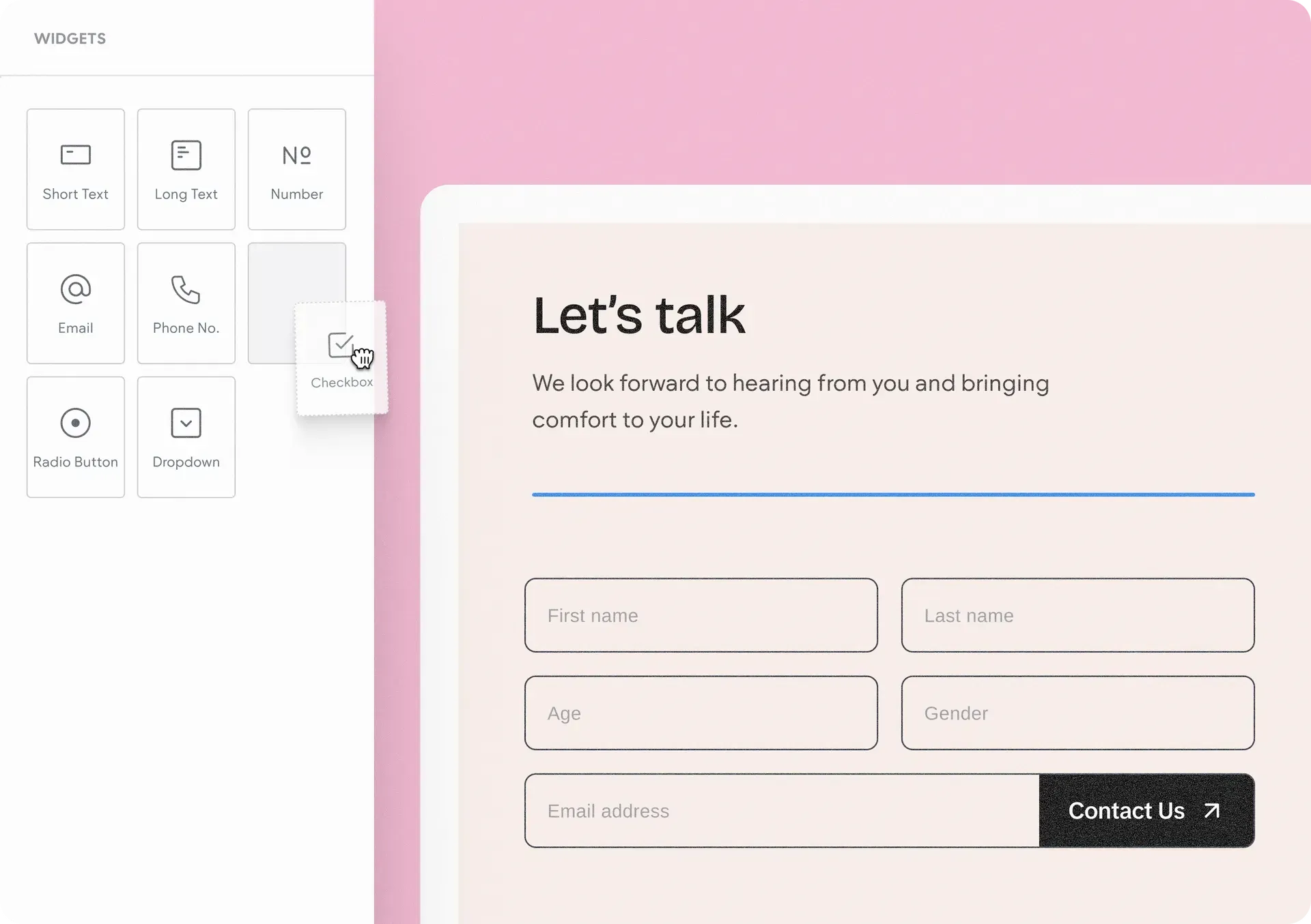 A website interface with a 