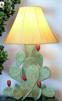 Lamp-Copper Cactus, Green Patina Large (2)