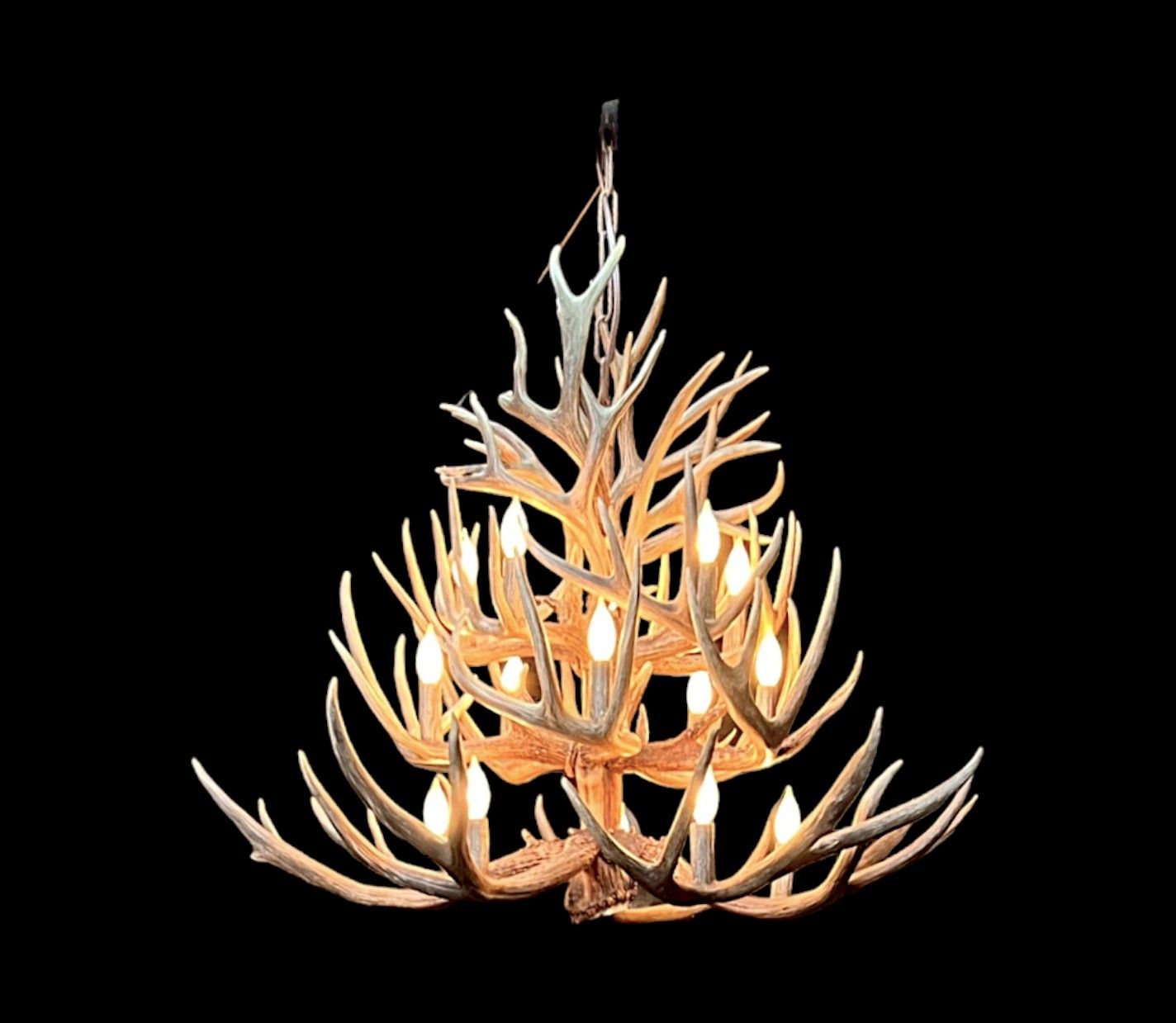 Mule Deer and Whitetail Chandelier, 3 tier 15 lights (2)