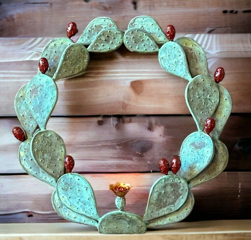 Wreath-Copper Cactus, Green Patina 30 inch