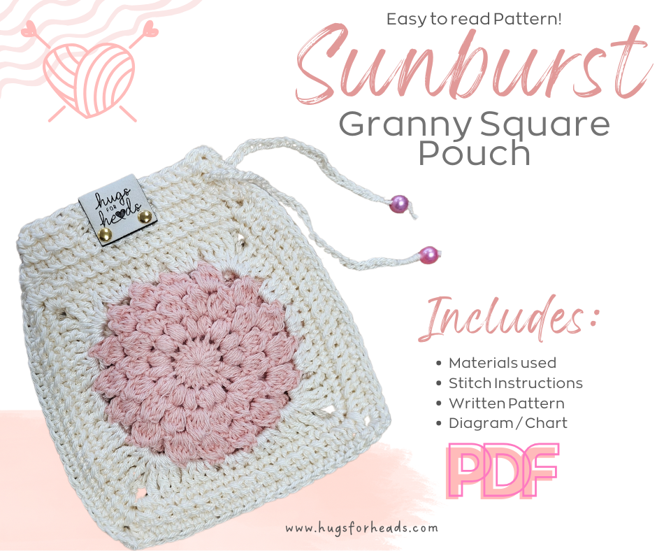 A crochet pattern for a granny square pouch