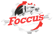 a logo for Focus Road Service with a truck in the middle