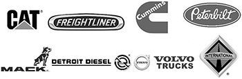 logos for cat freightliner peterbilt detroit diesel volvo trucks and mack