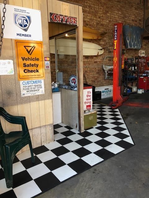 A Checkered Floor in a Garage  — Coastal Automotive Services Long Jetty in Long Jetty, NSW