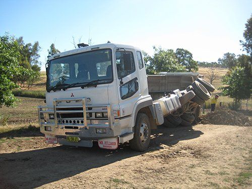 View of the truck with repaired chassis