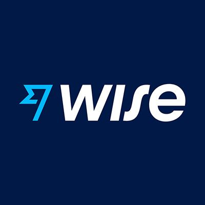 El logo de Wise está sobre un fondo azul.