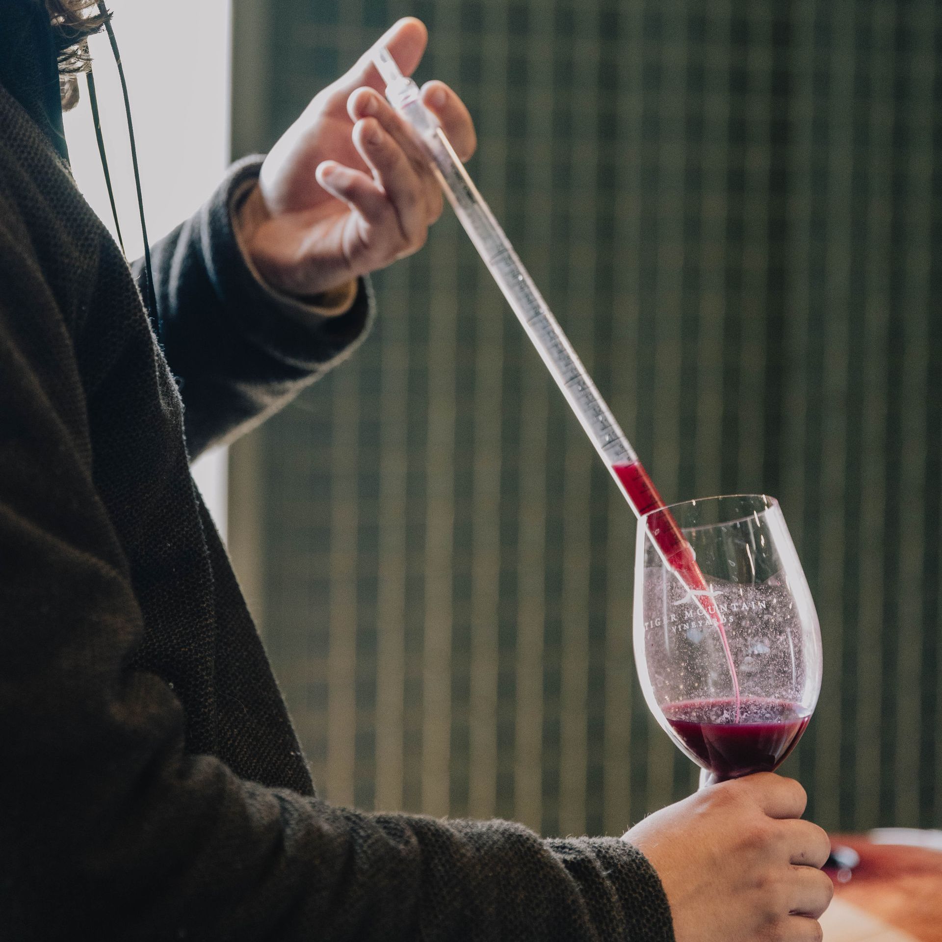 Red wine on a rack