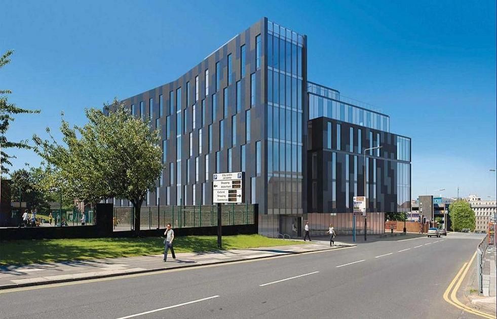 An artist 's impression of a large building with a lot of windows