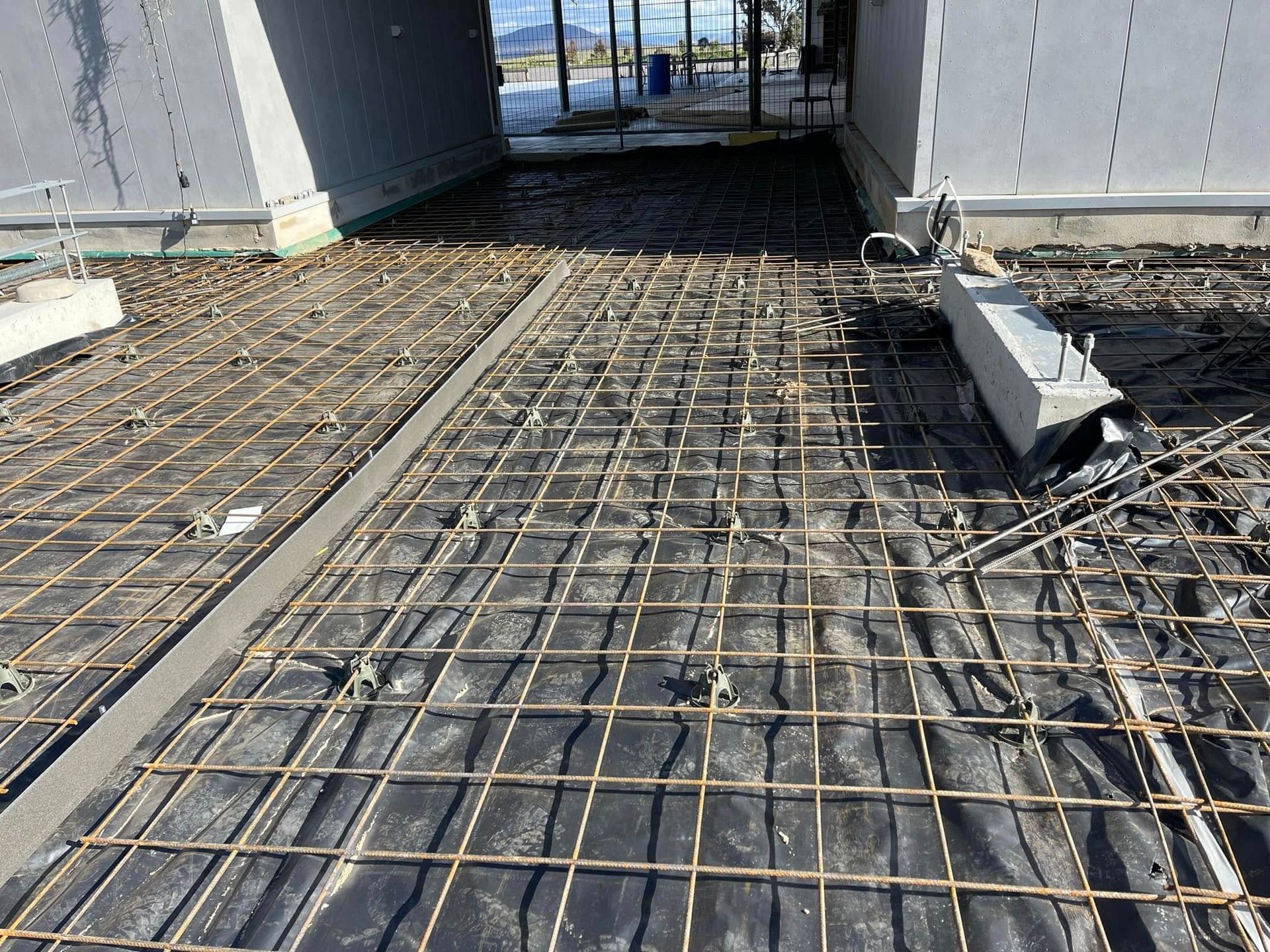 Construction Site View Shows Steel Reinforcement