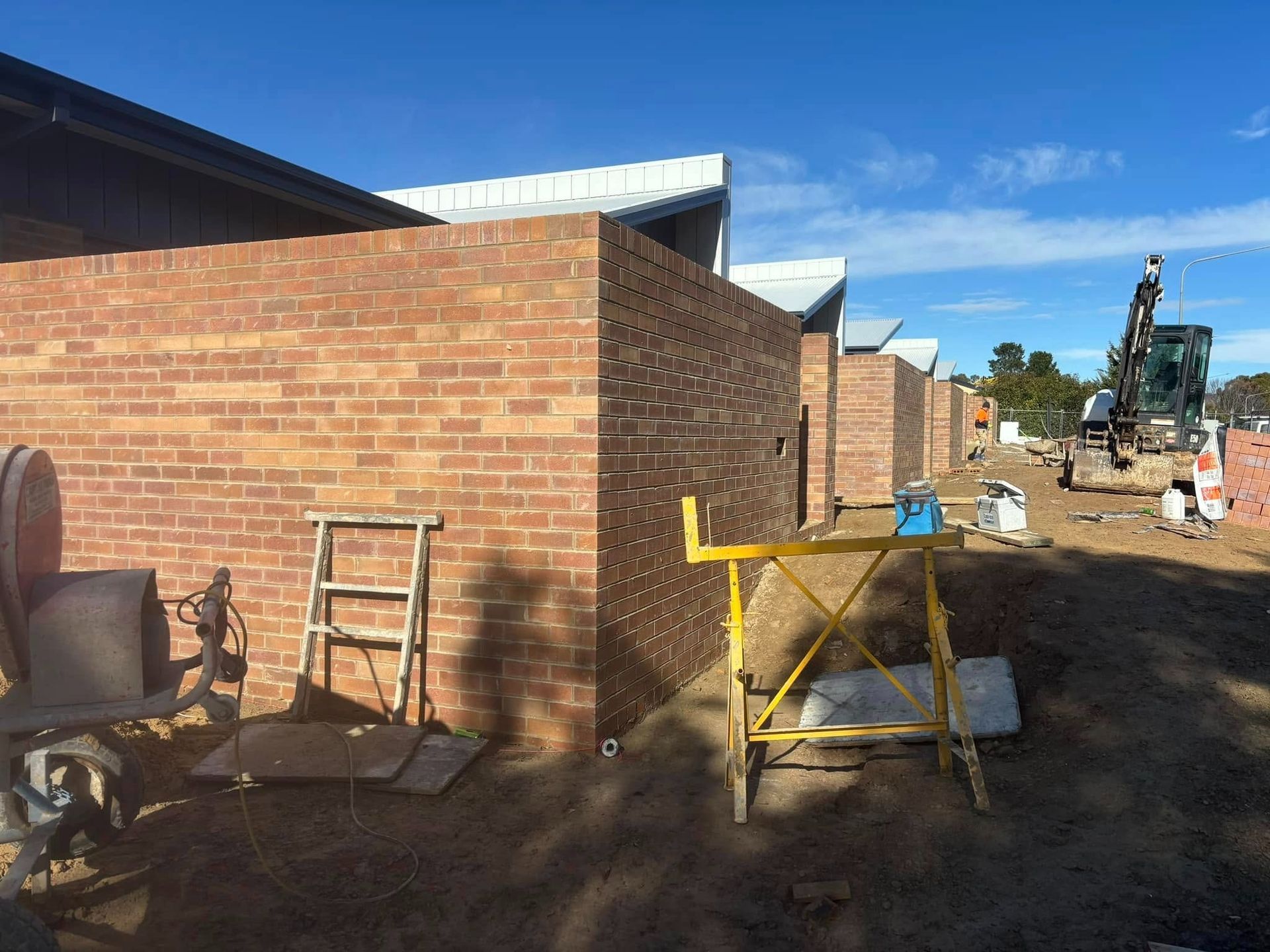 Construction Site With Newly Built Red Brick Walls